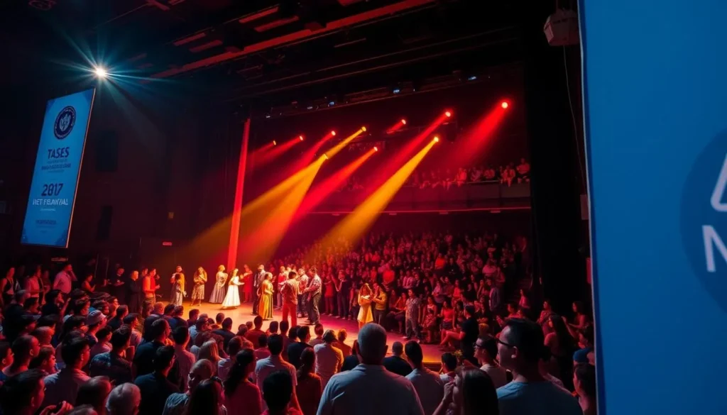 Image of a theatrical performance at the Teresa Carreño Cultural Complex during the International Theater Festival of Caracas