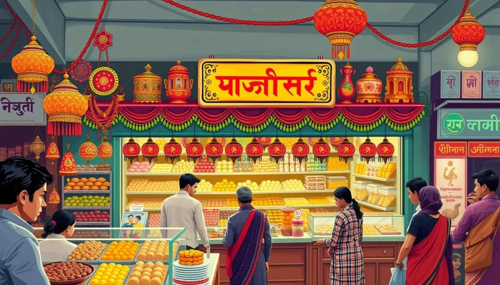 Image of a traditional Bengali sweet shop in Kamarhati