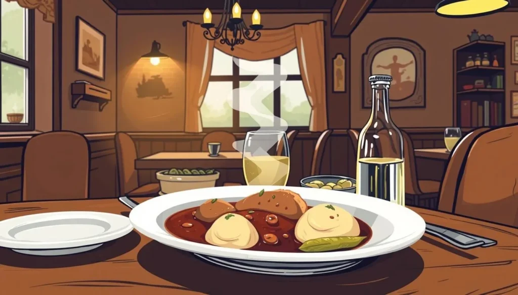 Image of a traditional Czech meal in a Telc restaurant