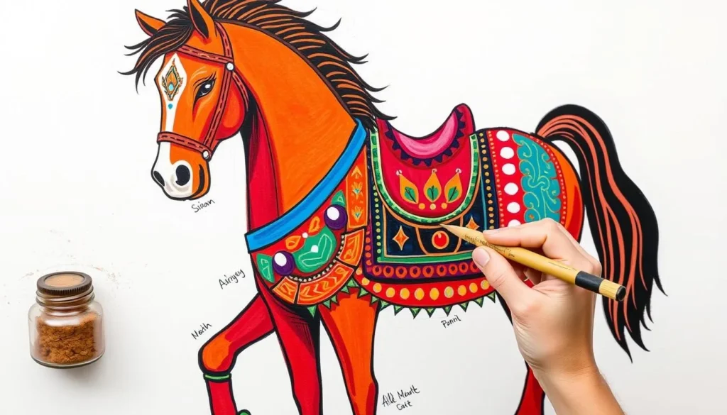 Image of a traditional Dala horse being painted