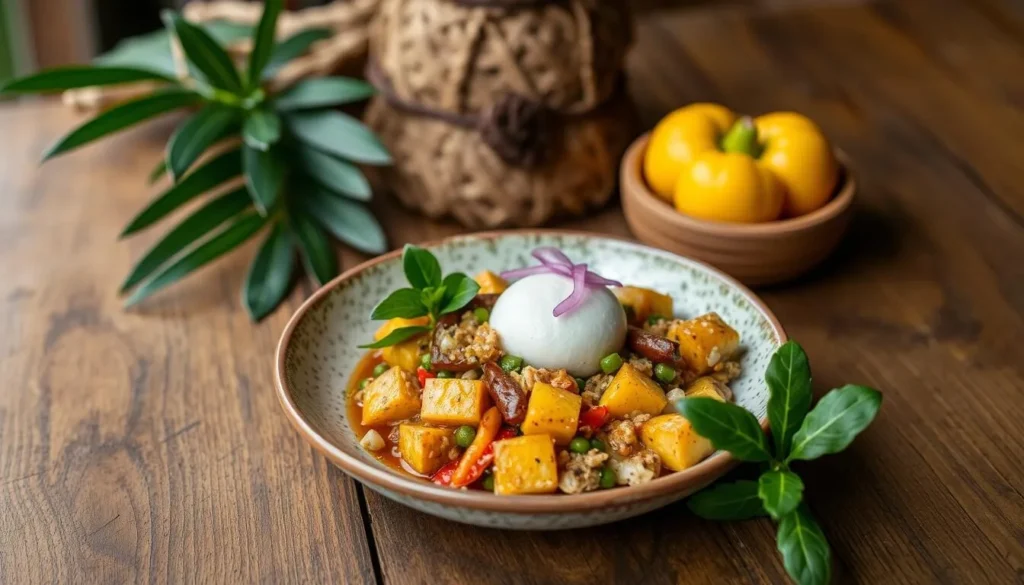 Image of a traditional Maripasoula dish with a mix of Amazonian and Creole flavors