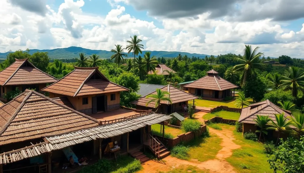 Image of a traditional Maroon village in Brokopondo, Suriname