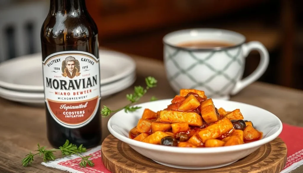 Image of a traditional Moravian dish or a local microbrewery