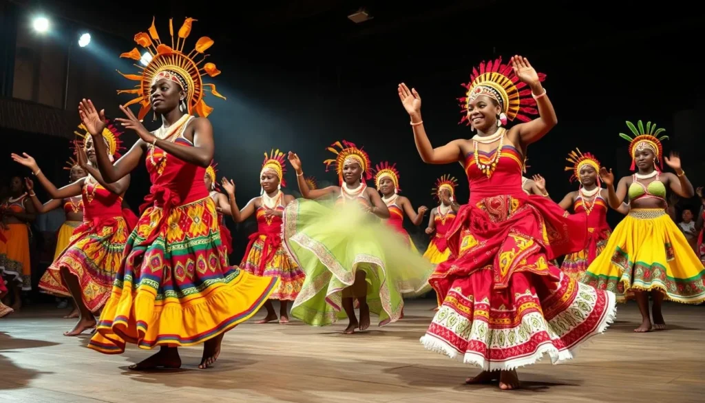 Image of a traditional Surinamese dance performance