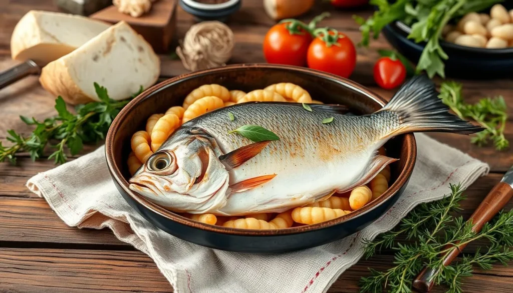 Image of a traditional Swedish dish featuring locally caught fish from Lake Stora Le