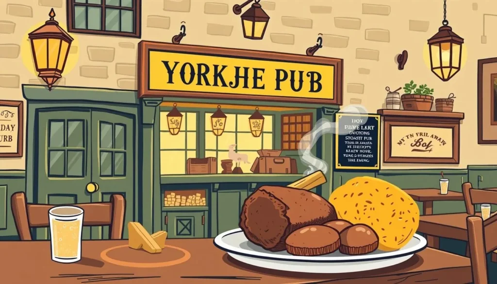 Image of a traditional Yorkshire pub serving Sunday roast with Yorkshire pudding
