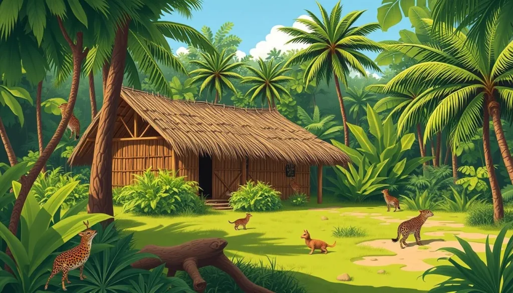 Image of a traditional "carbet" in Maripasoula, French Guiana