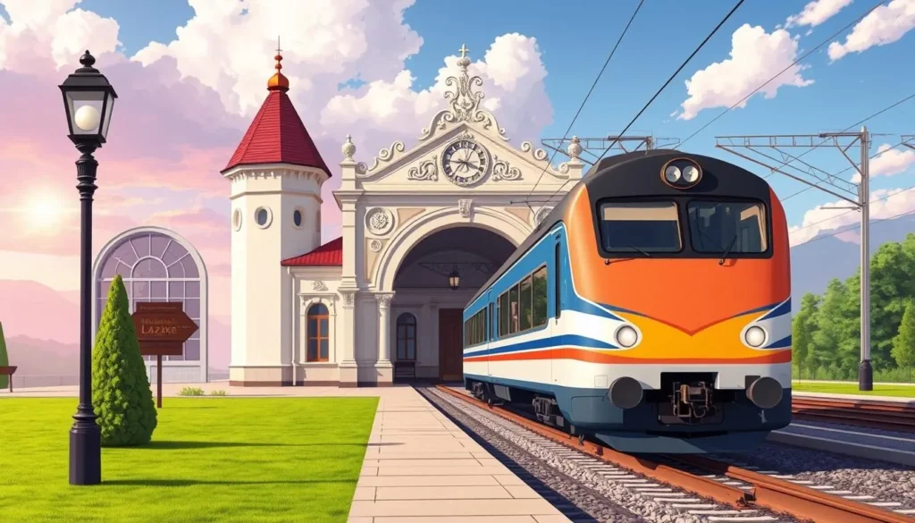 Image of a train arriving at Marianske Lazne station