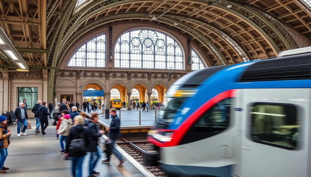 Image of a train arriving at Ostrava's main railway station