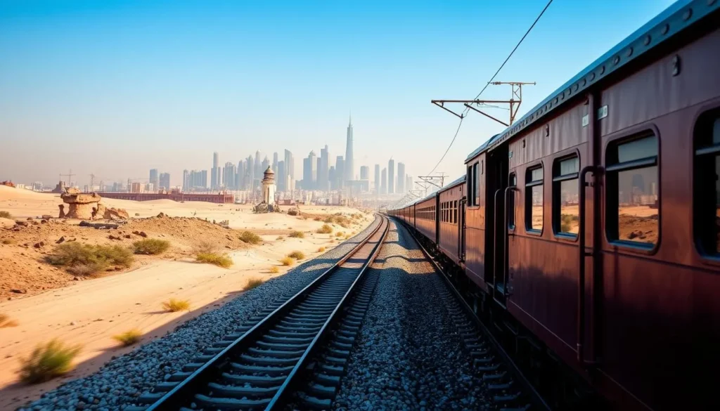 Image of a train departing from Cairo to Suez