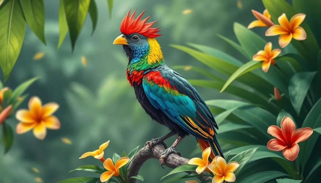 Image of a vibrant Andean Cock-of-the-Rock in its natural habitat.