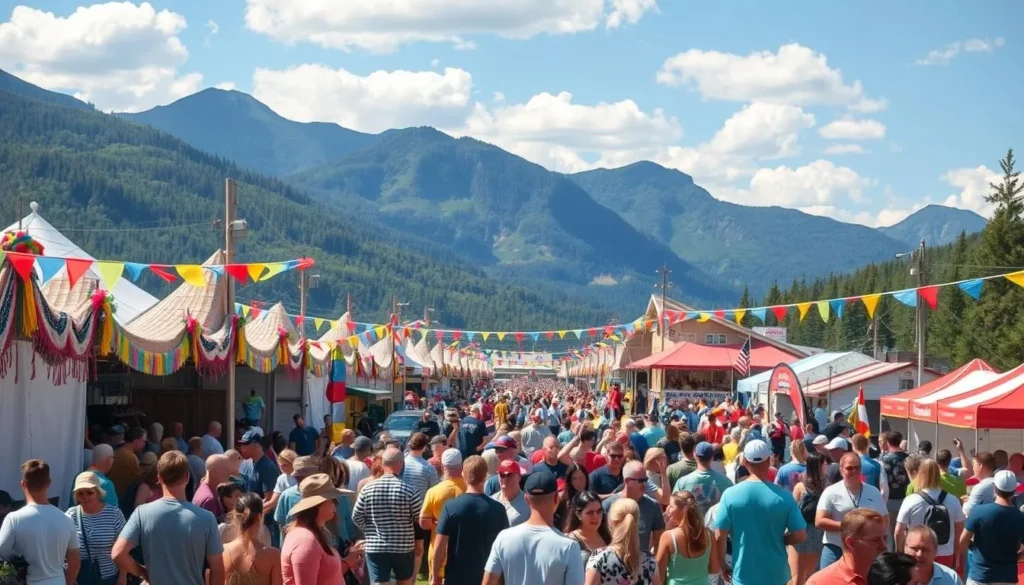 Image of a vibrant festival scene in the Appalachian Mountains, Canada