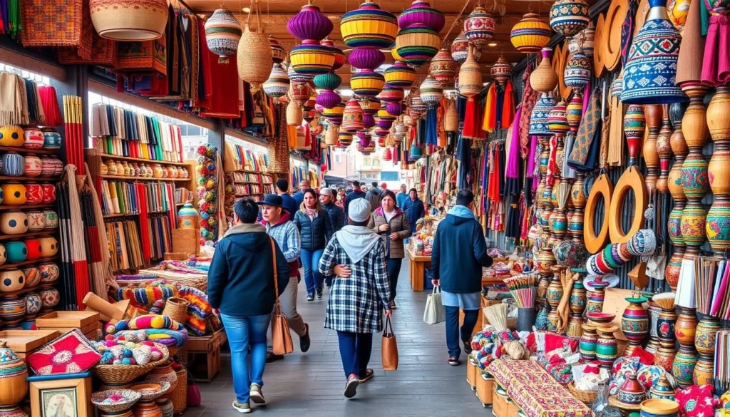 Image of a vibrant handicraft market in Ayacucho