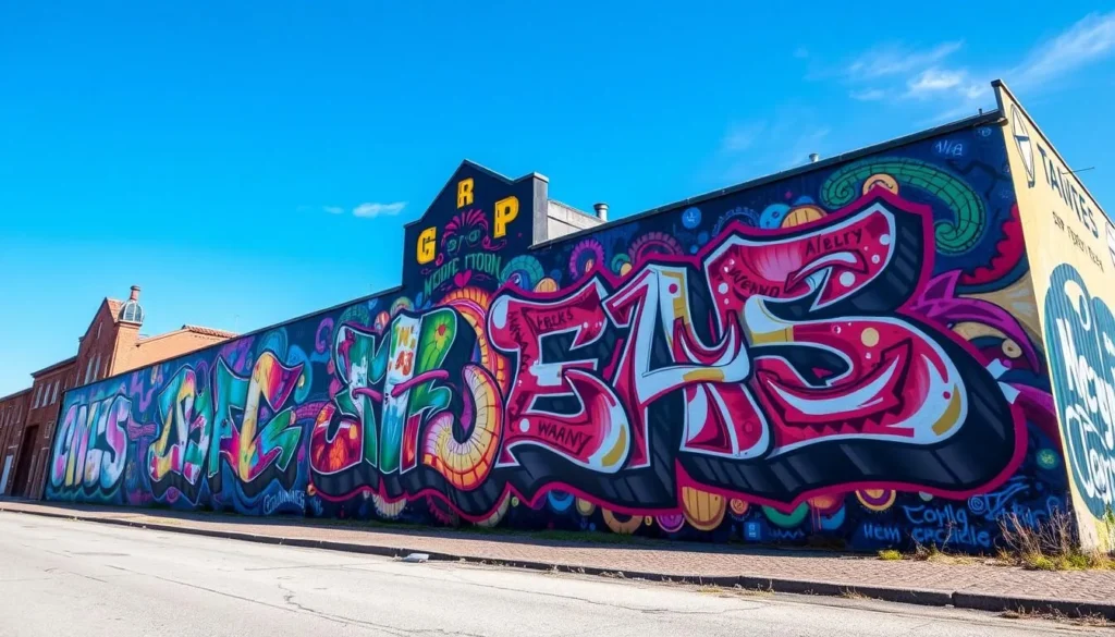 Image of a vibrant street art mural in Boras, Sweden