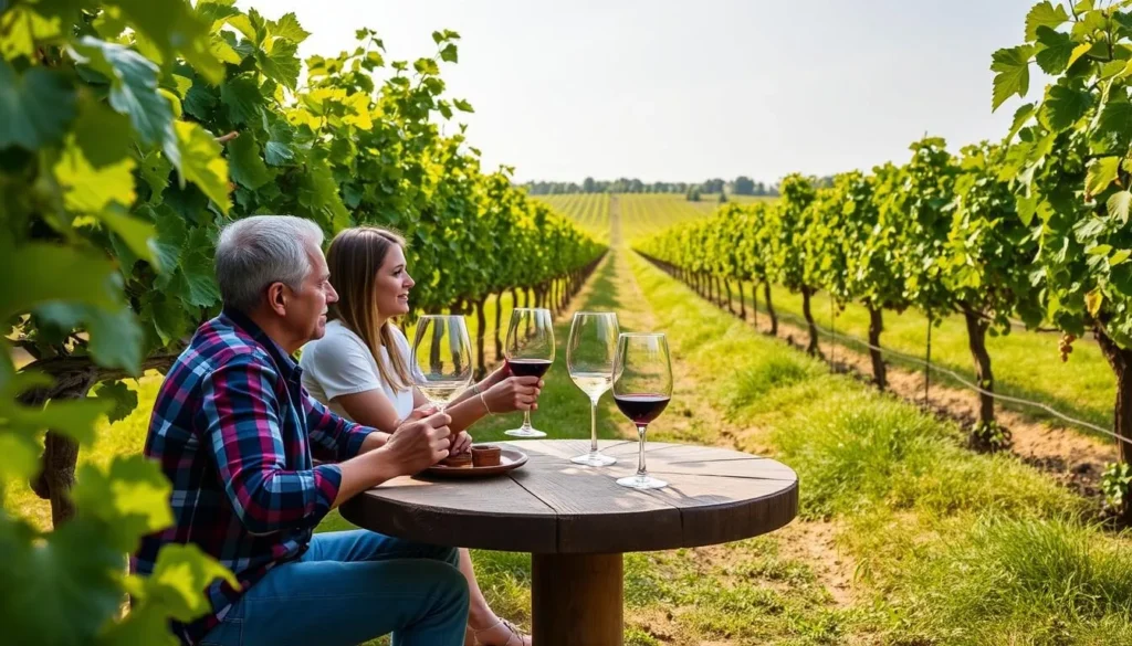 Image of a vineyard in Nashik with a wine tasting session Image of a vineyard in Nashik with a wine tasting session