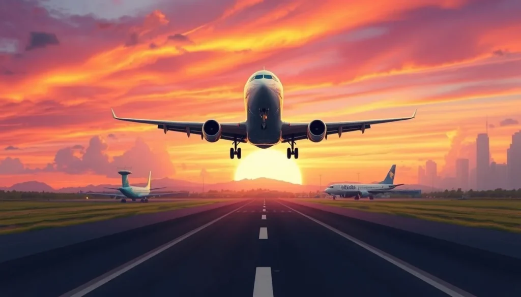 Image of an airplane landing at Rodríguez Ballón International Airport