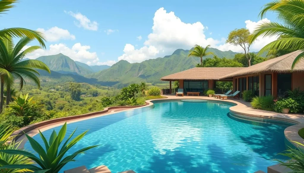 Image of an eco-lodge in Mancora with a swimming pool