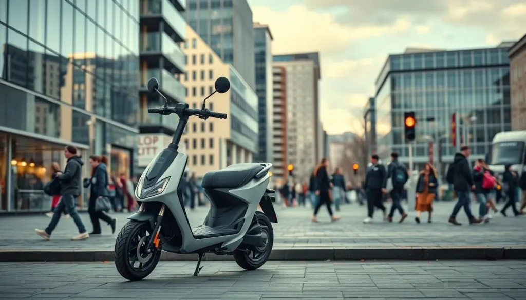 Image of an electric scooter parked in Oslo's city center