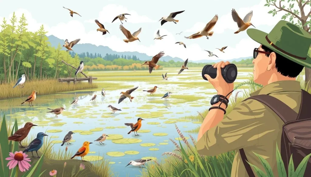 Image of bird watching in the Humedales del Santa Lucía Image of bird watching in the Humedales del Santa Lucía