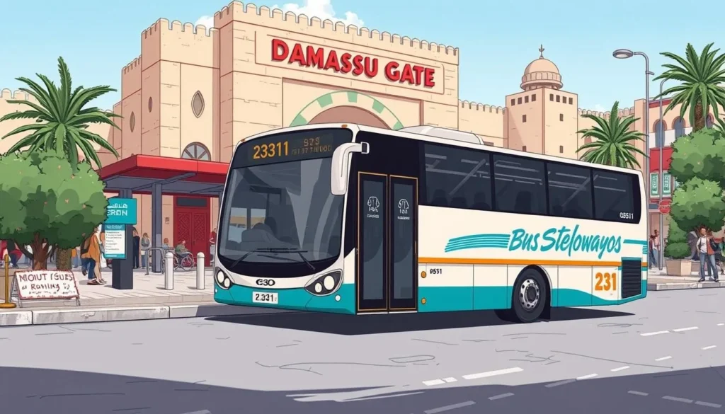 Image of bus #231 at the Damascus Gate bus station