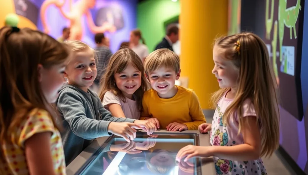 Image of children enjoying interactive exhibits at Science Center Morava