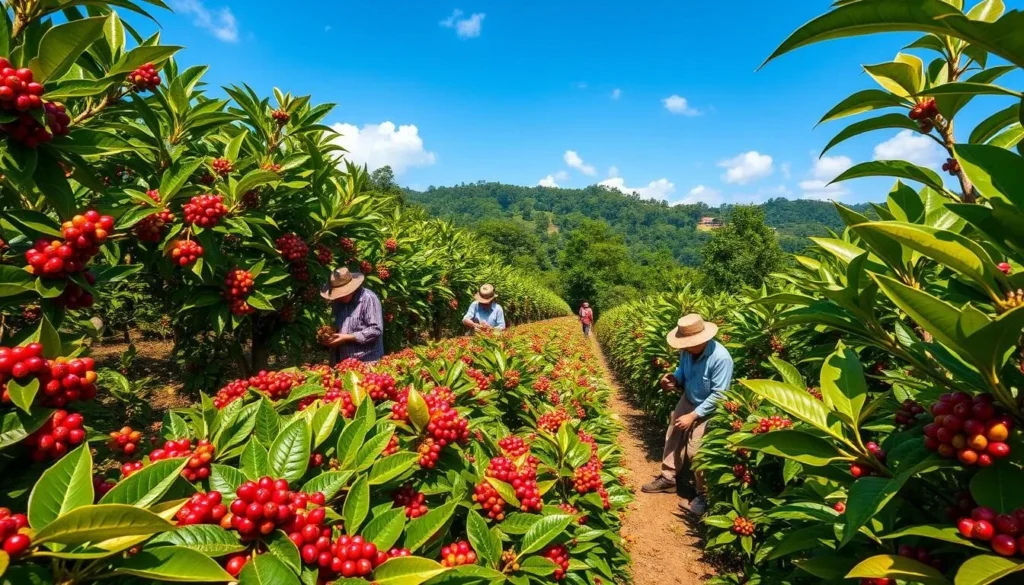 Image of coffee plantations in the Coffee Triangle during harvest