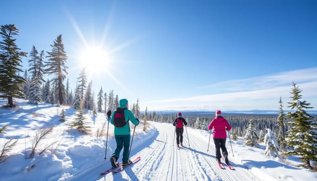 Image of cross-country skiing on a scenic trail in Lapland