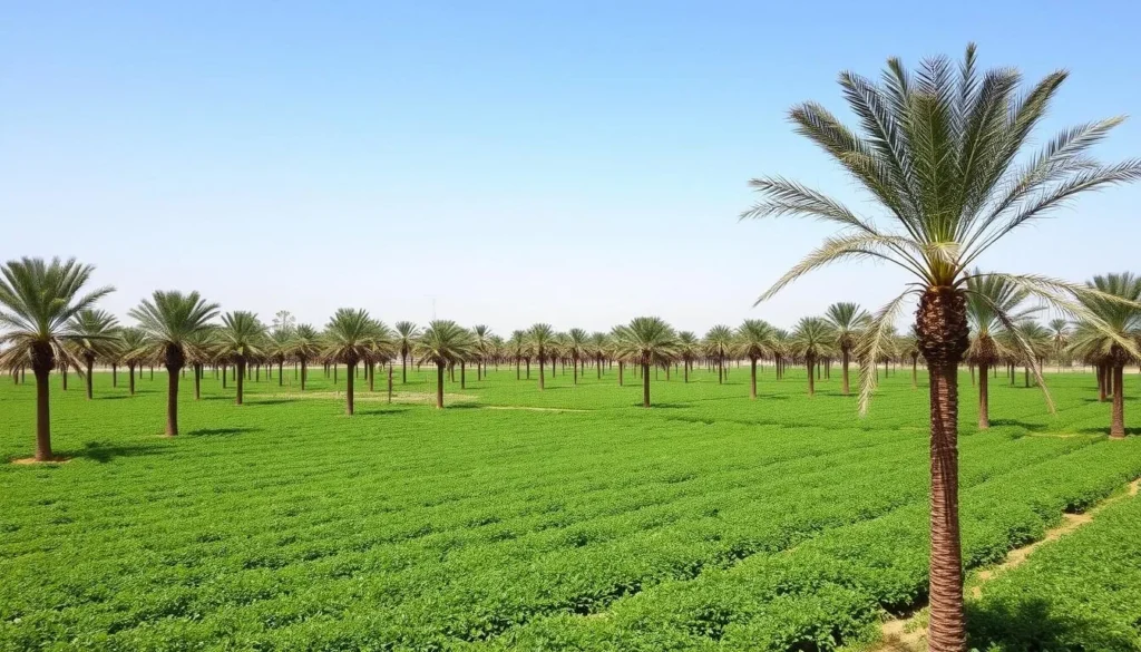 Image of date palms being cultivated at Al Ahsa Oasis