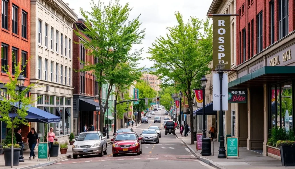 Image of downtown Red Deer with Ross Street in focus