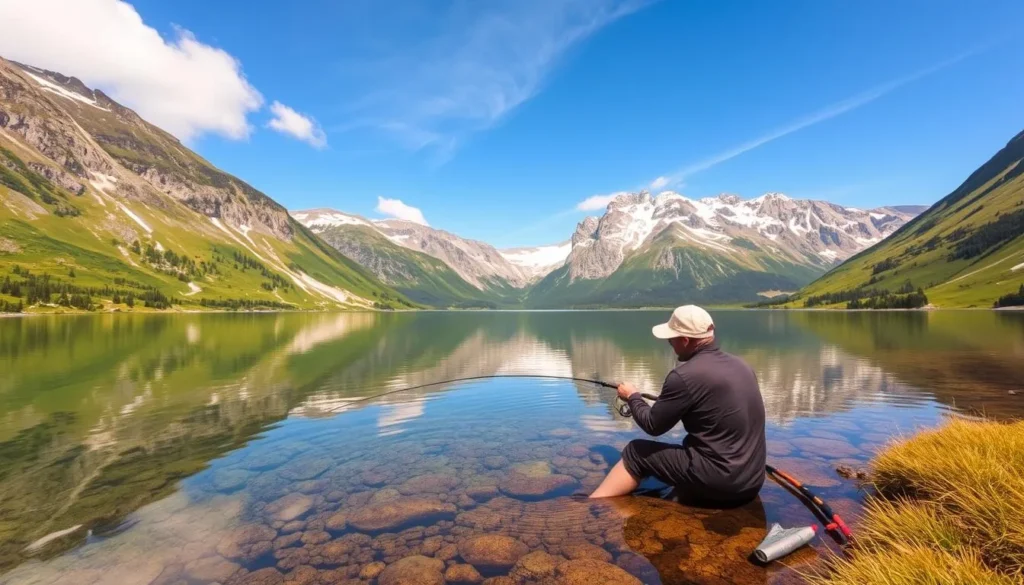 Image of fishing in a mountain lake, Jotunheimen National Park