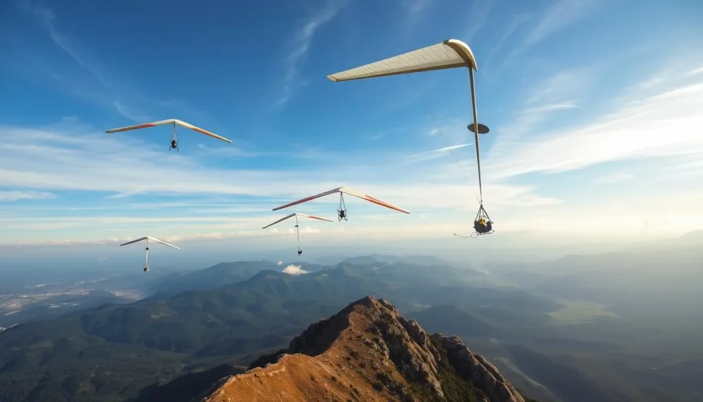 Image of hang gliders launching from Mount Magazine