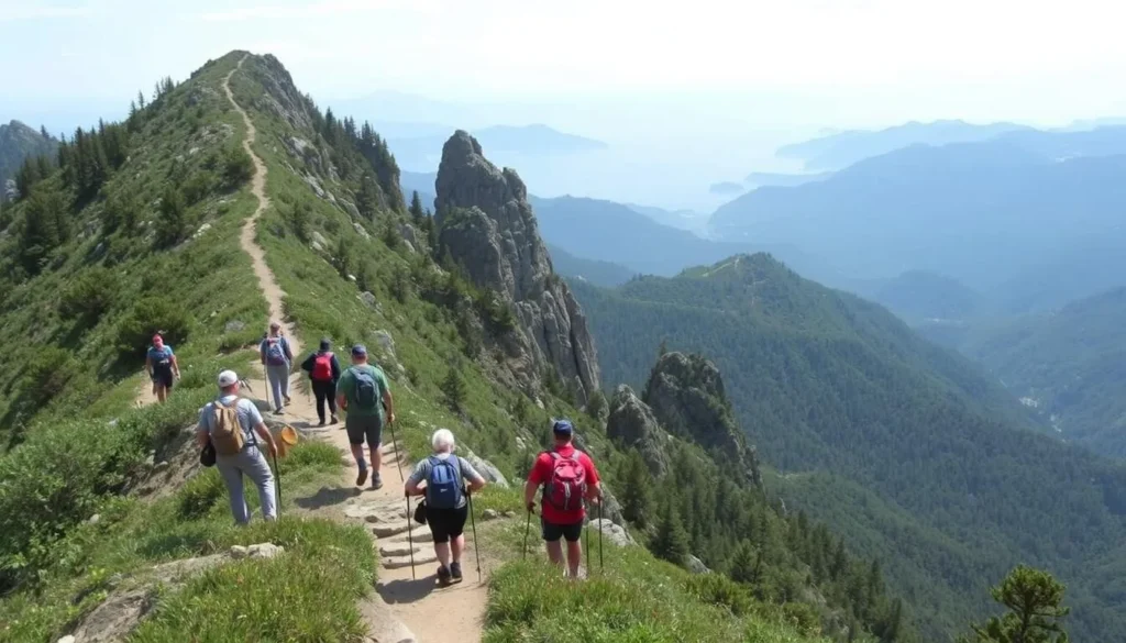 Image of hikers on Rooster Comb trail