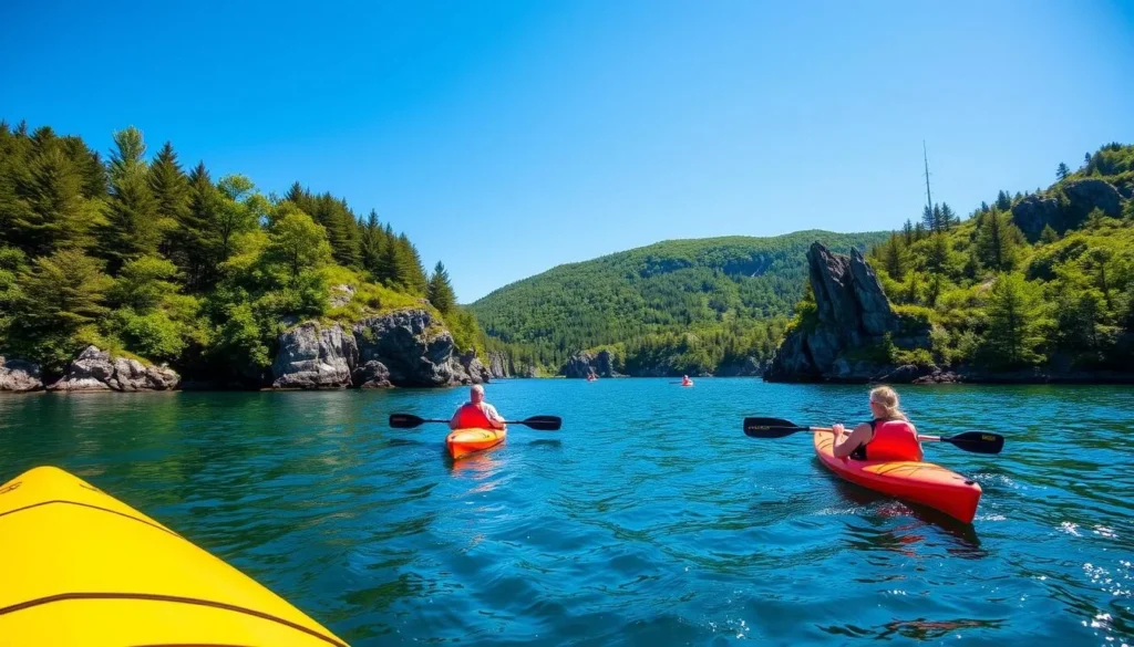 Image of kayakers paddling through the Telemark archipelago