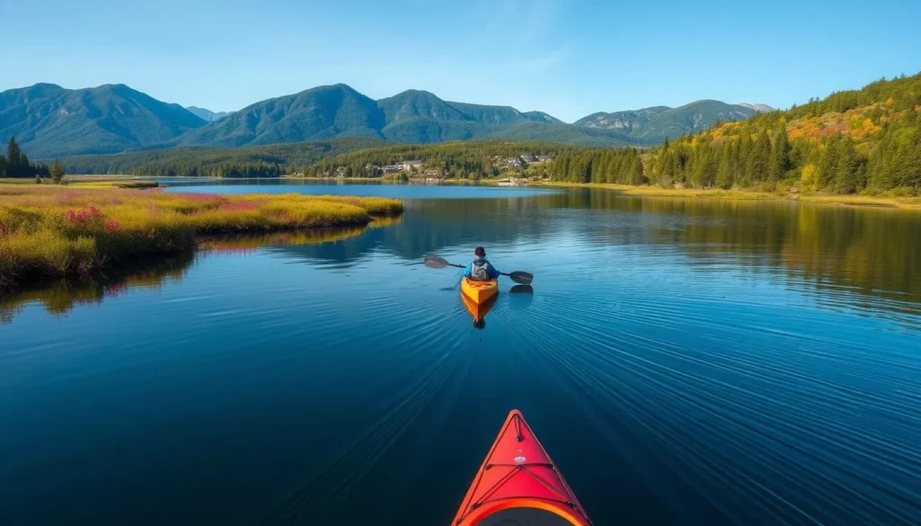 Image of kayaking in Stora Sjofallet's serene lakes