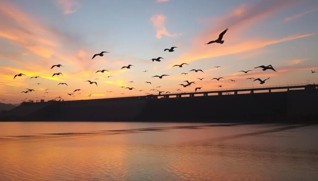 Image of migratory birds at Hirakud Dam