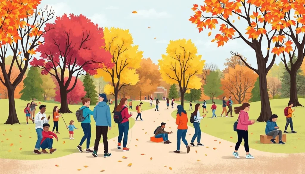 Image of people enjoying outdoor activities in Overton Park during fall