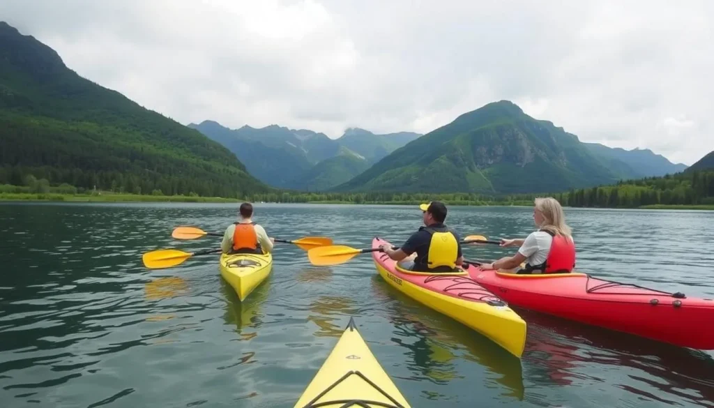 Image of people kayaking on Lake Akkajaure