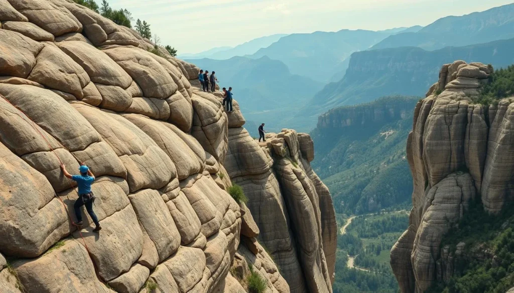 Image of rock climbers on the bluffs of Mount Magazine