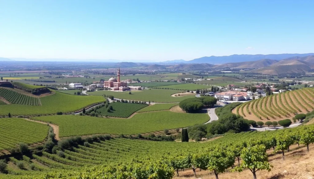 Image of the Bekaa Valley with vineyards and wineries