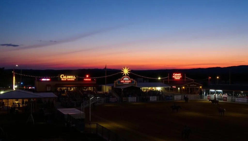 Image of the Caldwell Night Rodeo grounds on a summer evening