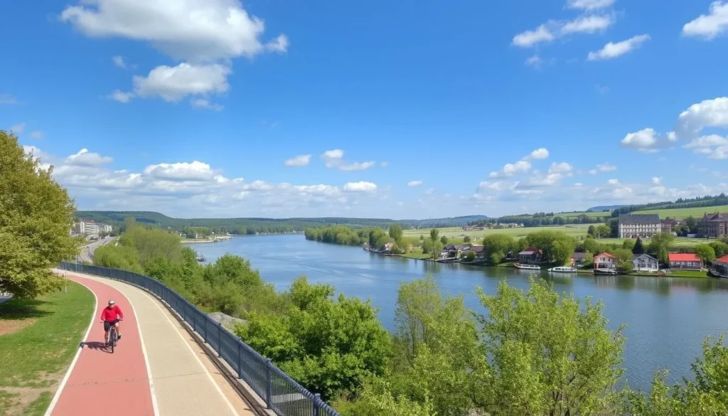 Image of the Elbe River in Brandys nad Labem-Stara Boleslav with cycling paths and scenic views