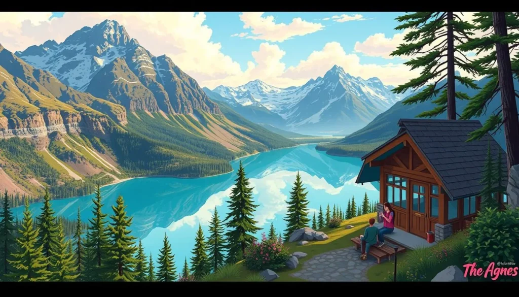 Image of the Lake Agnes Tea House with hikers enjoying the view