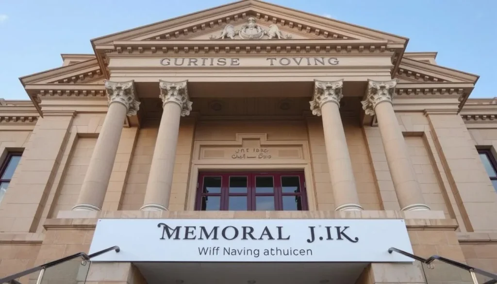 Image of the Memorial JK building with a brief description of its architectural significance