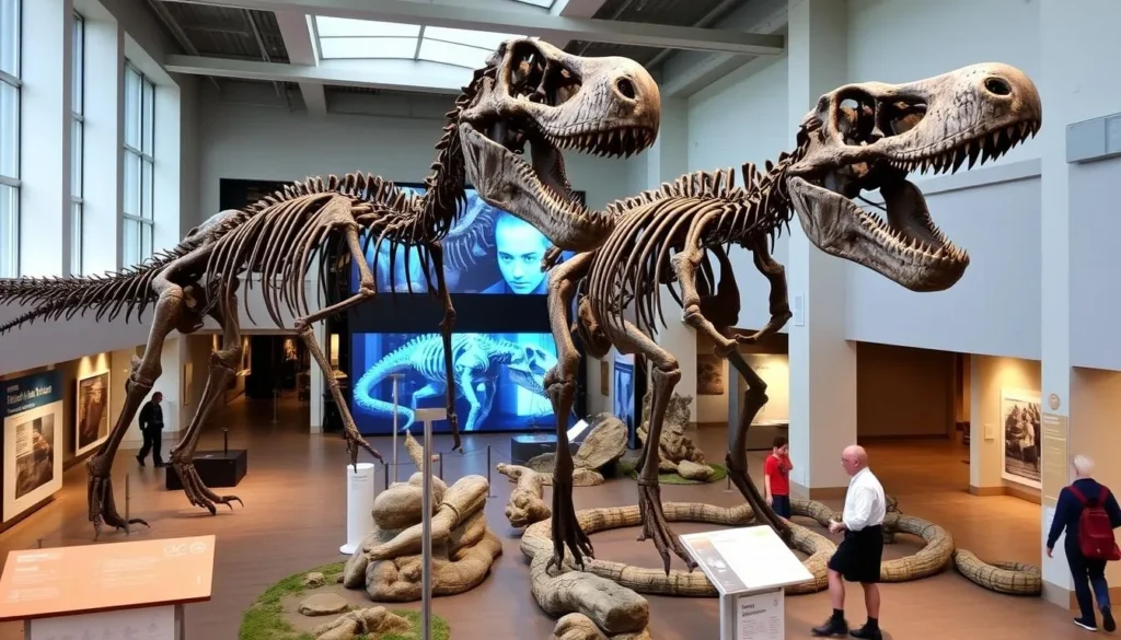 Image of the Museum of Evolution Uppsala with dinosaur exhibits