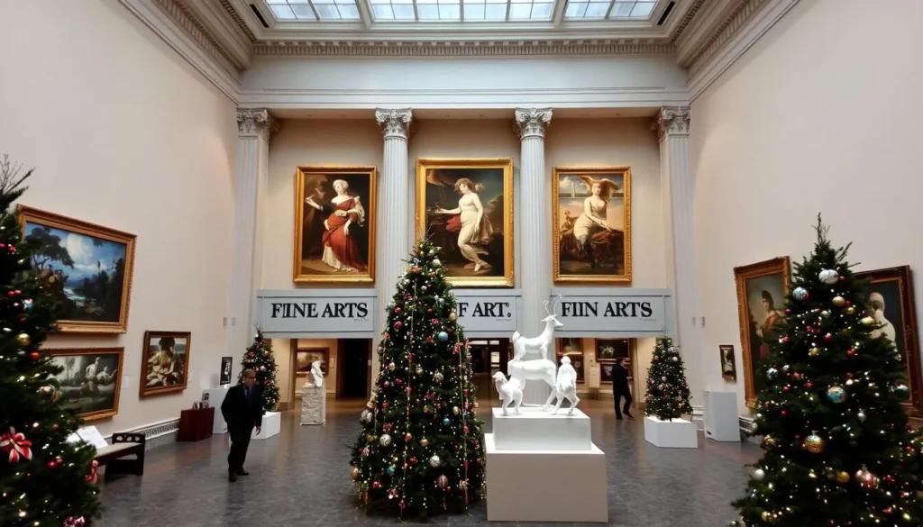 Image of the Museum of Fine Arts Boston interior with a special winter exhibit.