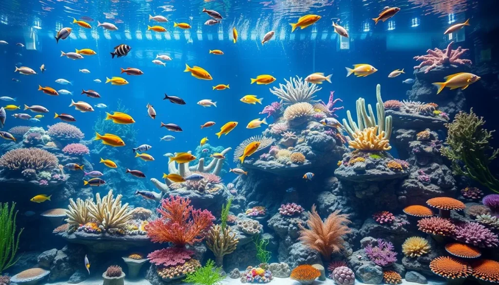 Image of the Oceanic Aquarium with a large tank displaying marine life