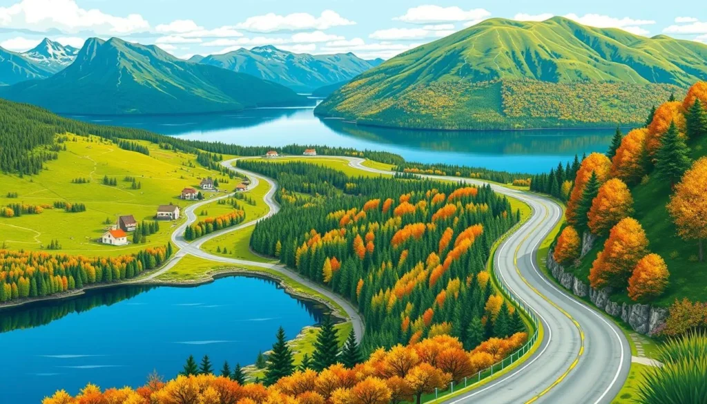 Image of the scenic route from Bergen to Lake Tinnsja