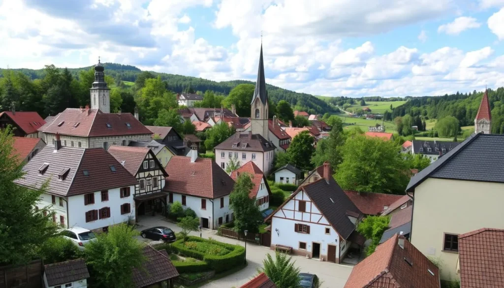 Image of traditional Czech village near Chriby Hills