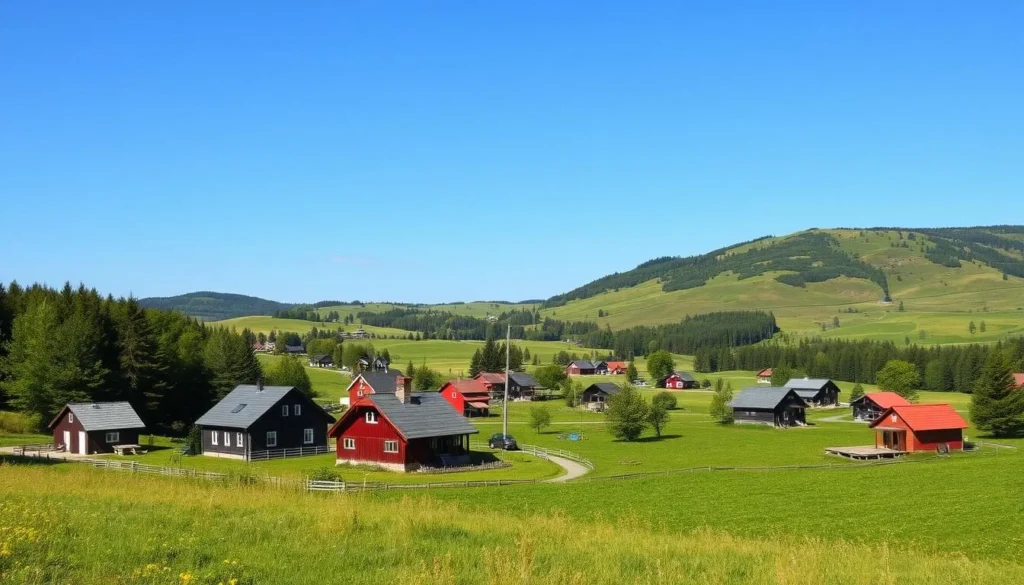 Image of traditional Dalarna landscape with fäbodar