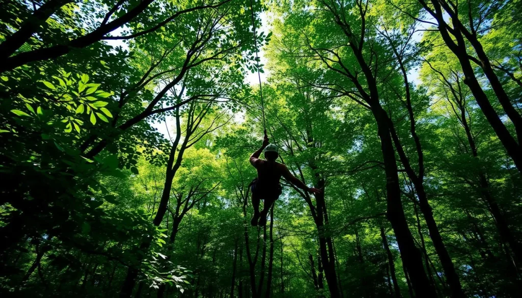 Image of ziplining through the Adirondack forest canopy